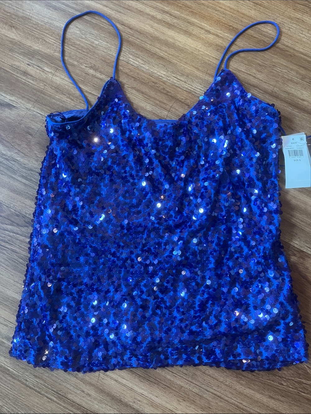 Wayf Royal Blue Sequin Cami Tank